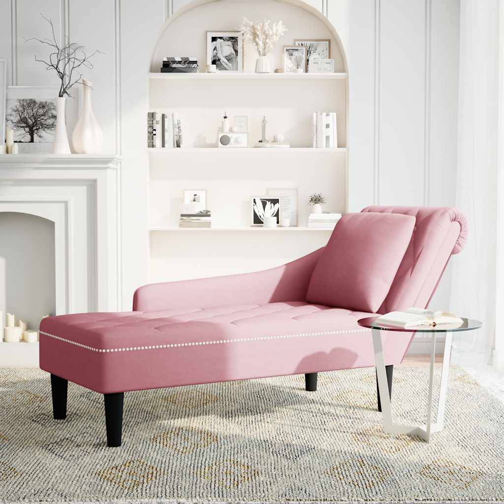 vidaXL Chaiselongue mit Kissen und Rechter Armlehne Rosa Samt