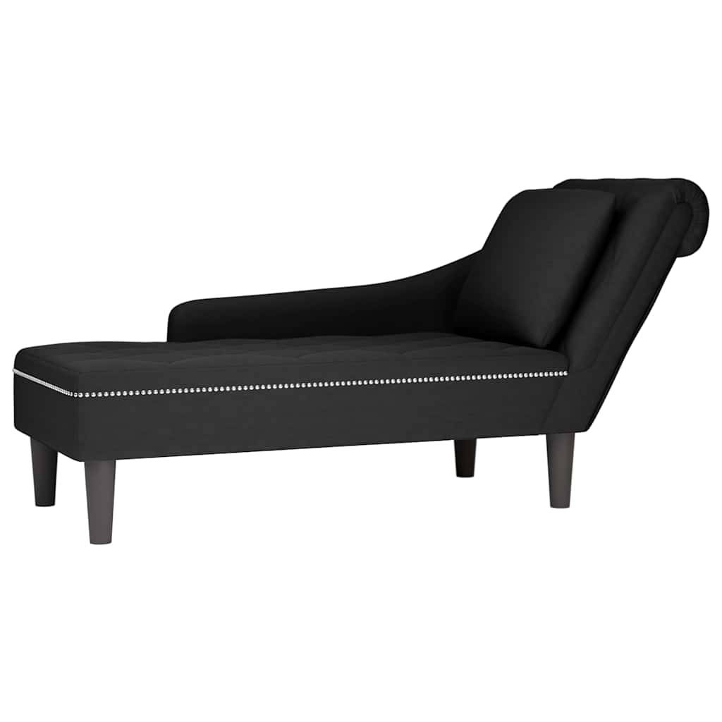 vidaXL Chaiselongue mit Kissen und Rechter Armlehne Schwarz Samt