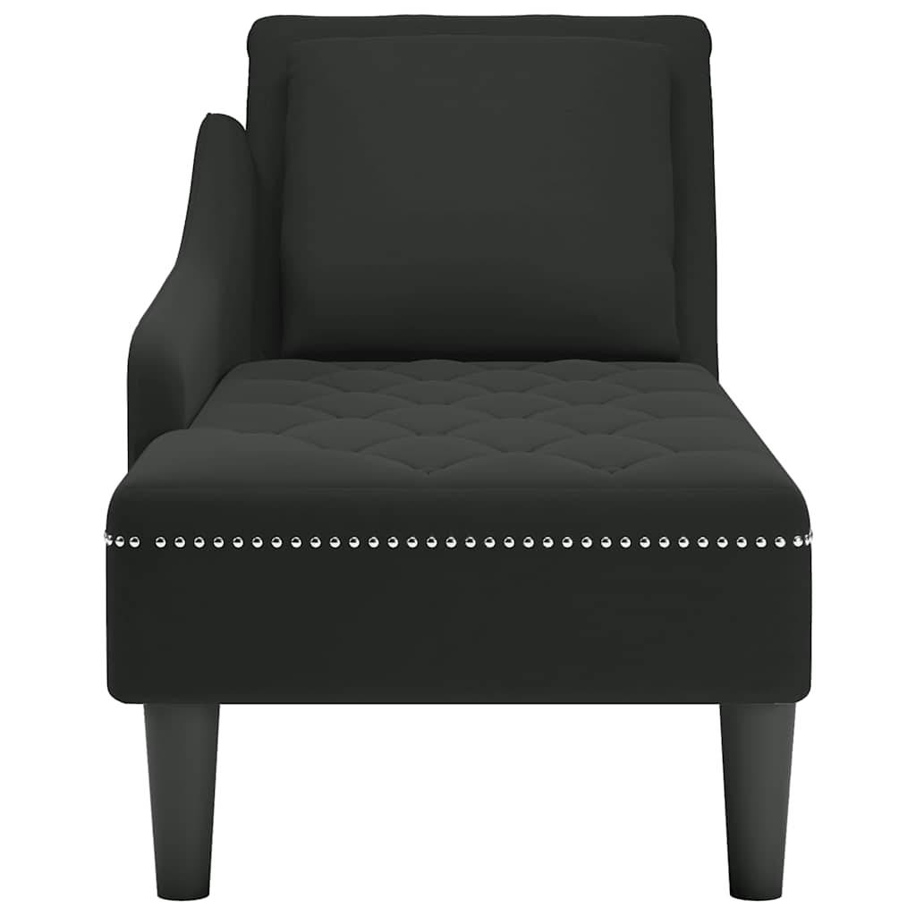 vidaXL Chaiselongue mit Kissen und Rechter Armlehne Schwarz Samt