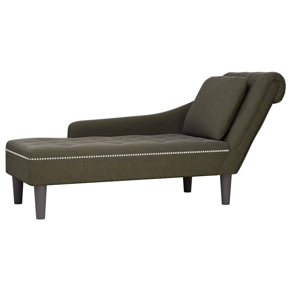 vidaXL Chaiselongue mit Kissen & Rechter Armlehne Armeegrün Kunstleder