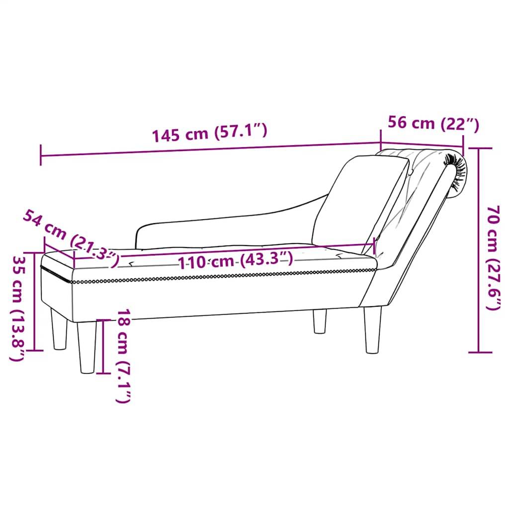 vidaXL Chaiselongue mit Kissen & Rechter Armlehne Armeegrün Kunstleder