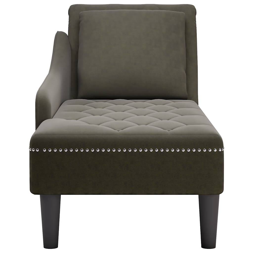 vidaXL Chaiselongue mit Kissen & Rechter Armlehne Armeegrün Kunstleder
