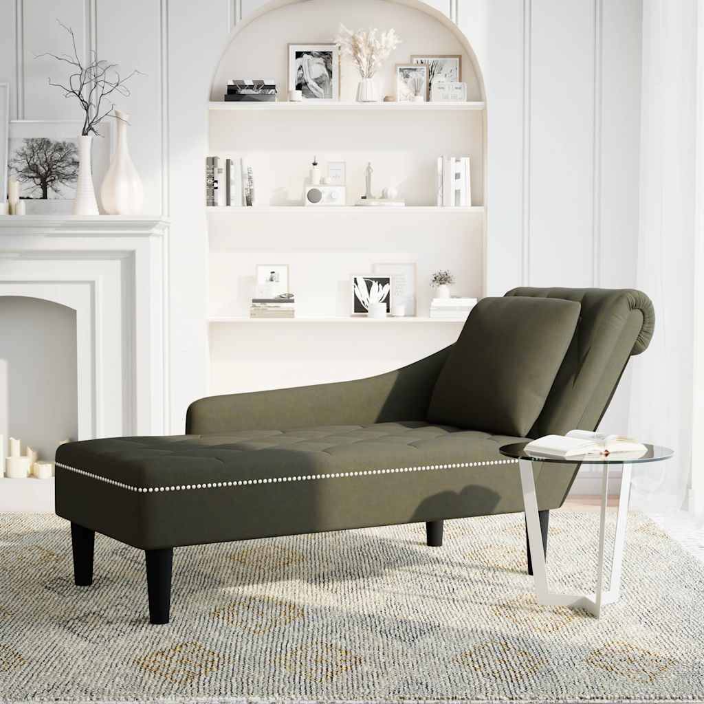 vidaXL Chaiselongue mit Kissen & Rechter Armlehne Armeegrün Kunstleder