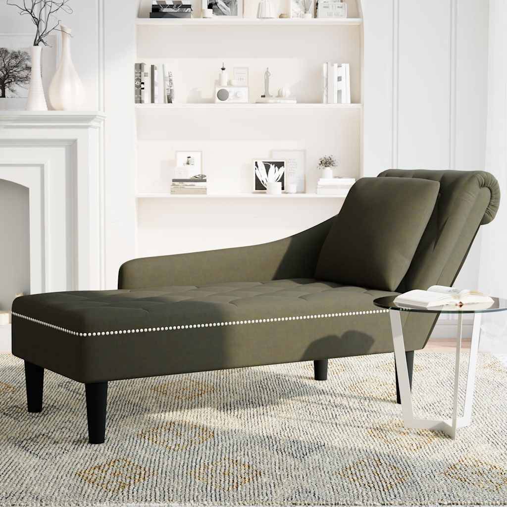 vidaXL Chaiselongue mit Kissen & Rechter Armlehne Armeegrün Kunstleder