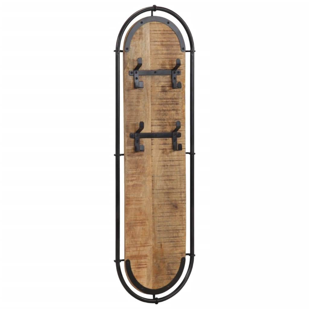vidaXL Wandgarderoben mit 4 Haken 2 Stk. Raues Mangoholz