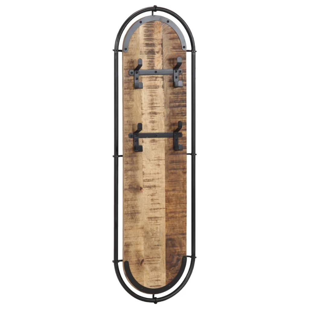 vidaXL Wandgarderoben mit 4 Haken 2 Stk. Raues Mangoholz