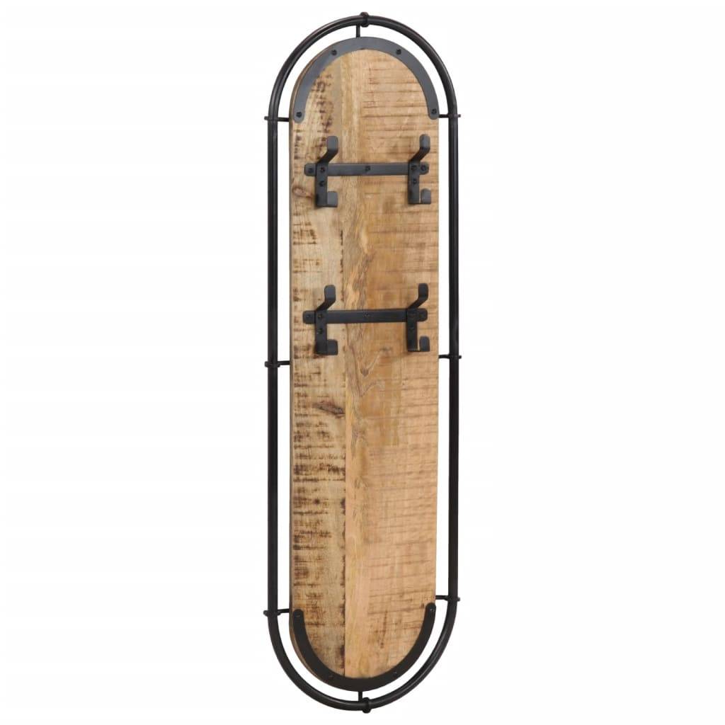 vidaXL Wandgarderoben mit 4 Haken 2 Stk. Raues Mangoholz