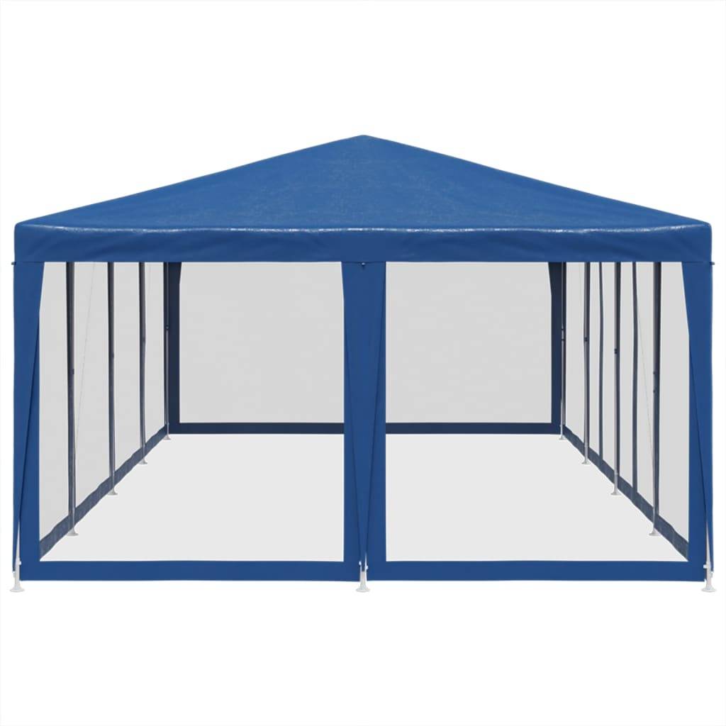 vidaXL Partyzelt mit 12 Mesh-Seitenteilen Blau 8x4 m HDPE