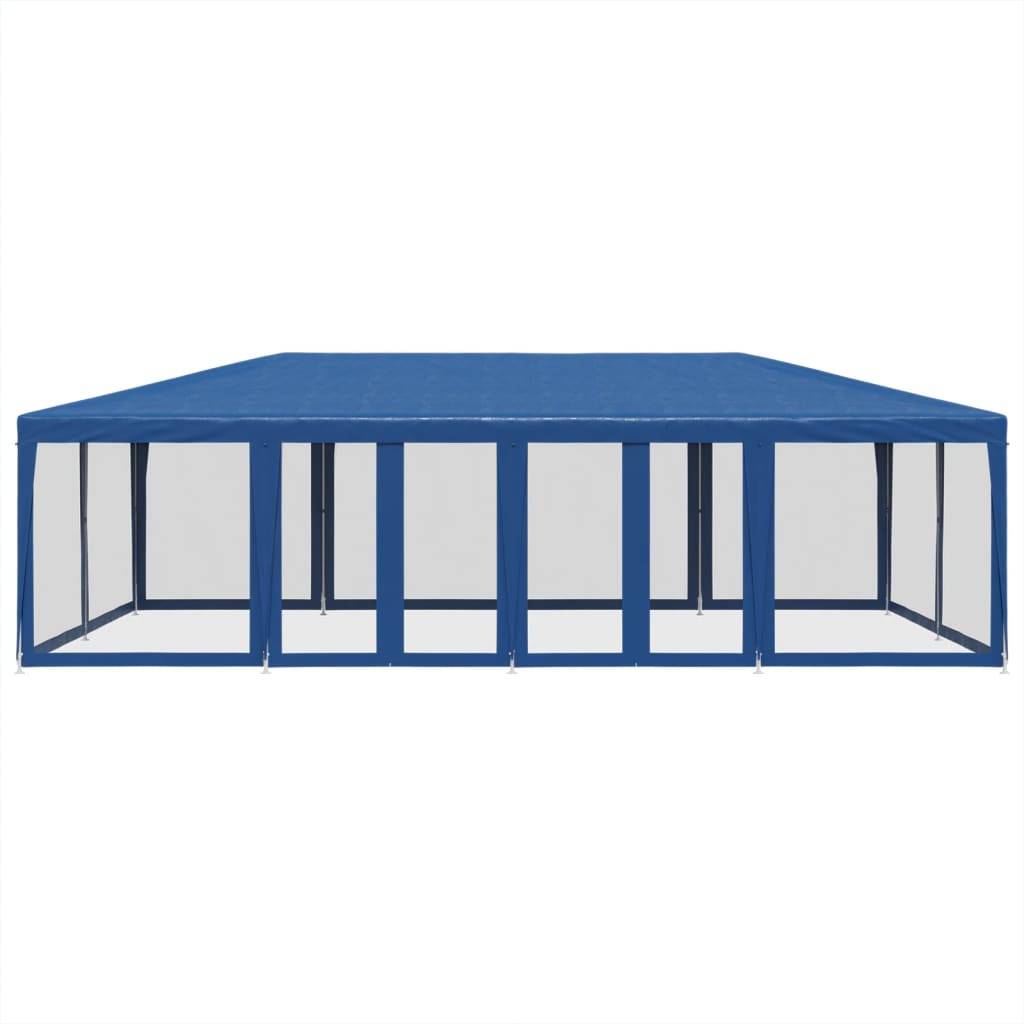 vidaXL Partyzelt mit 12 Mesh-Seitenteilen Blau 8x4 m HDPE