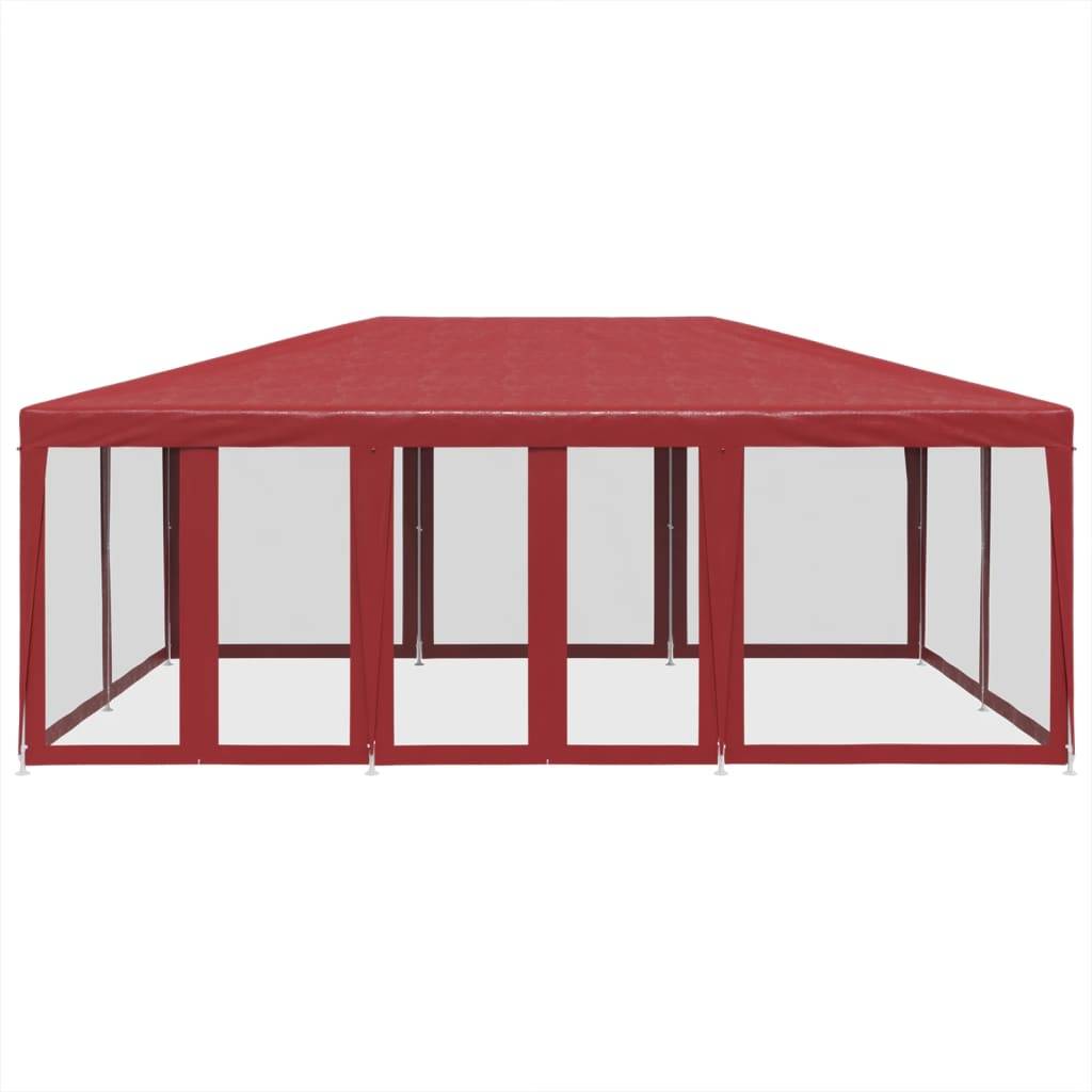 vidaXL Partyzelt mit 10 Mesh-Seitenteilen Rot 6x4 m HDPE