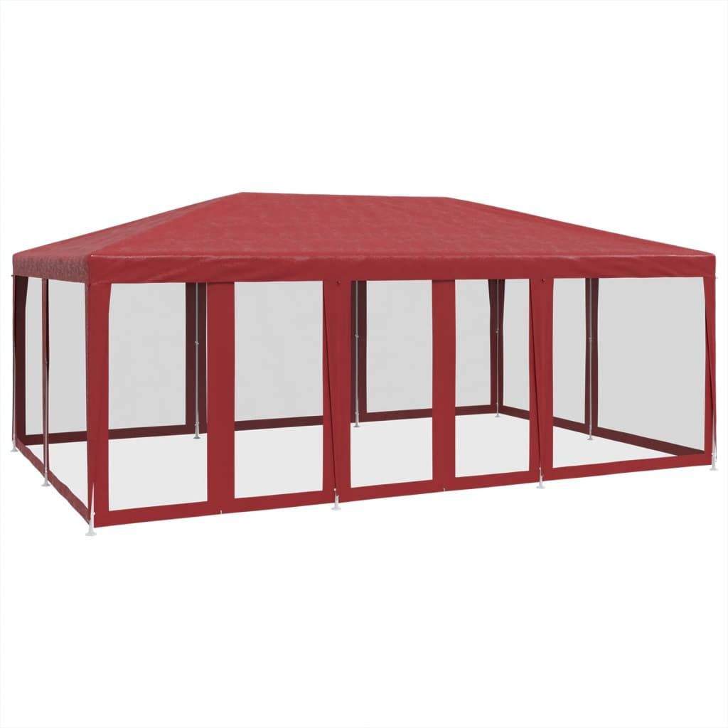 vidaXL Partyzelt mit 10 Mesh-Seitenteilen Rot 6x4 m HDPE