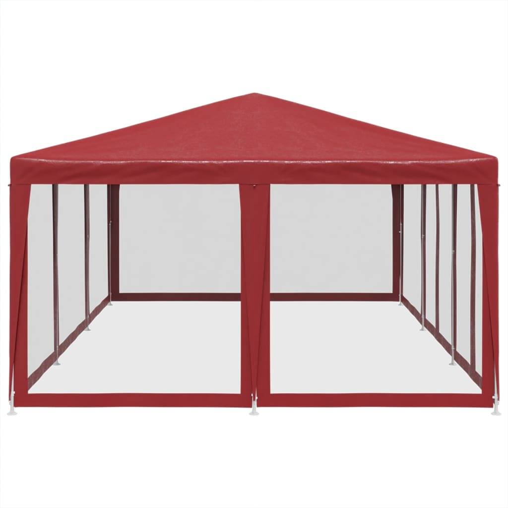 vidaXL Partyzelt mit 10 Mesh-Seitenteilen Rot 6x4 m HDPE