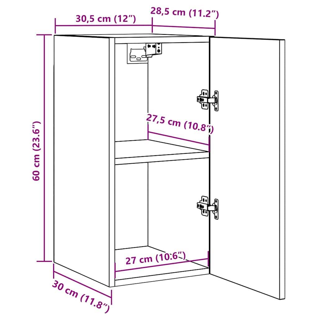 vidaXL TV-Schrank Betongrau 30,5x30x60 cm Holzwerkstoff