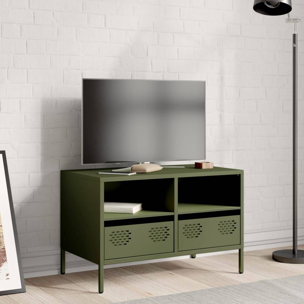 vidaXL TV-Schrank Olivgrün 68x39x43,5 cm Kaltgewalzter Stahl