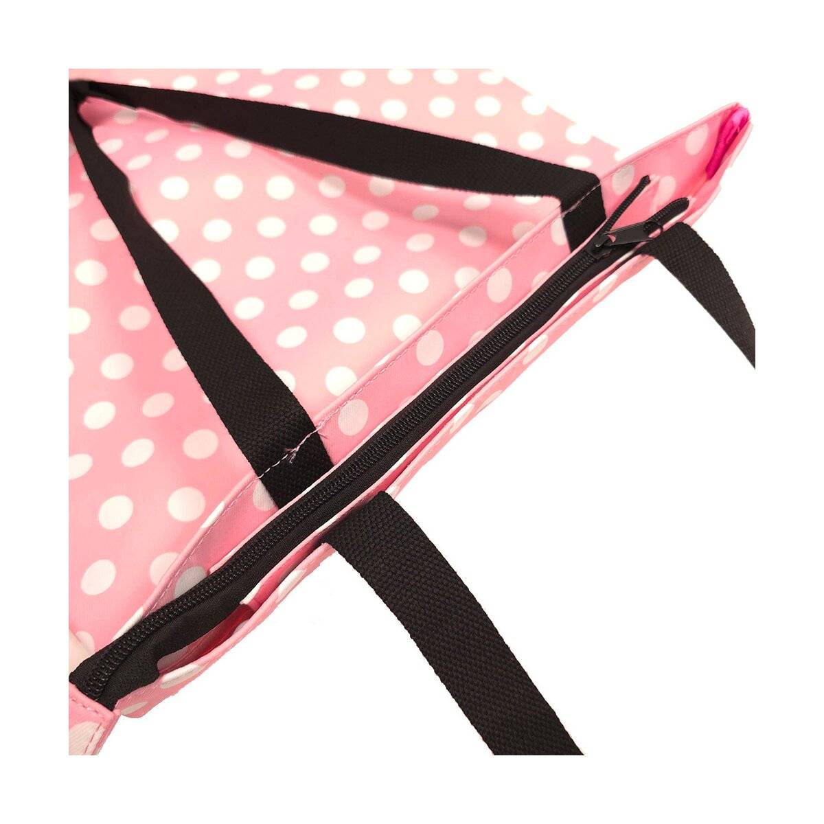 Stylische Gepunktete Tasche mit Reisverschluss - Einkaufstasche Freizeittasche Umhängetasche Unisex Rosa