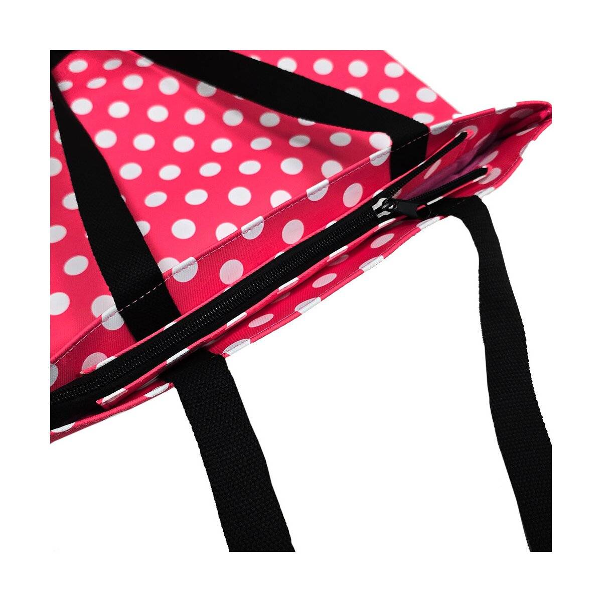 Stylische Gepunktete Tasche mit Reisverschluss - Einkaufstasche Freizeittasche Umhängetasche Unisex Pink