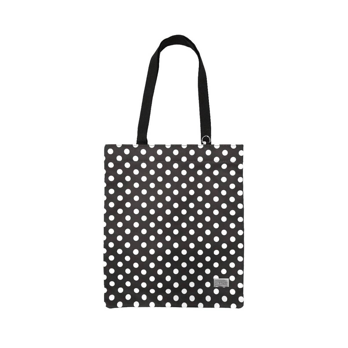 Stylische Gepunktete Tasche mit Reisverschluss - Einkaufstasche Freizeittasche Umhängetasche Unisex Schwarz