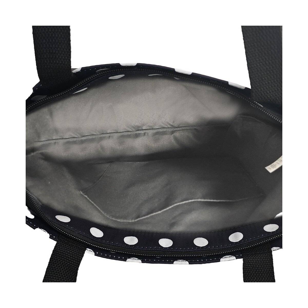 Stylische Gepunktete Tasche mit Reisverschluss - Einkaufstasche Freizeittasche Umhängetasche Unisex Schwarz