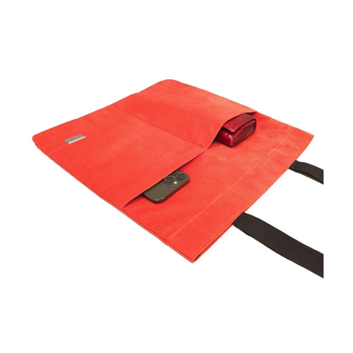 Stylische Einkaufstasche - Freizeittasche ohne Muster mit Druckknopfverschluss Umhängetasche aus Polyester Orange
