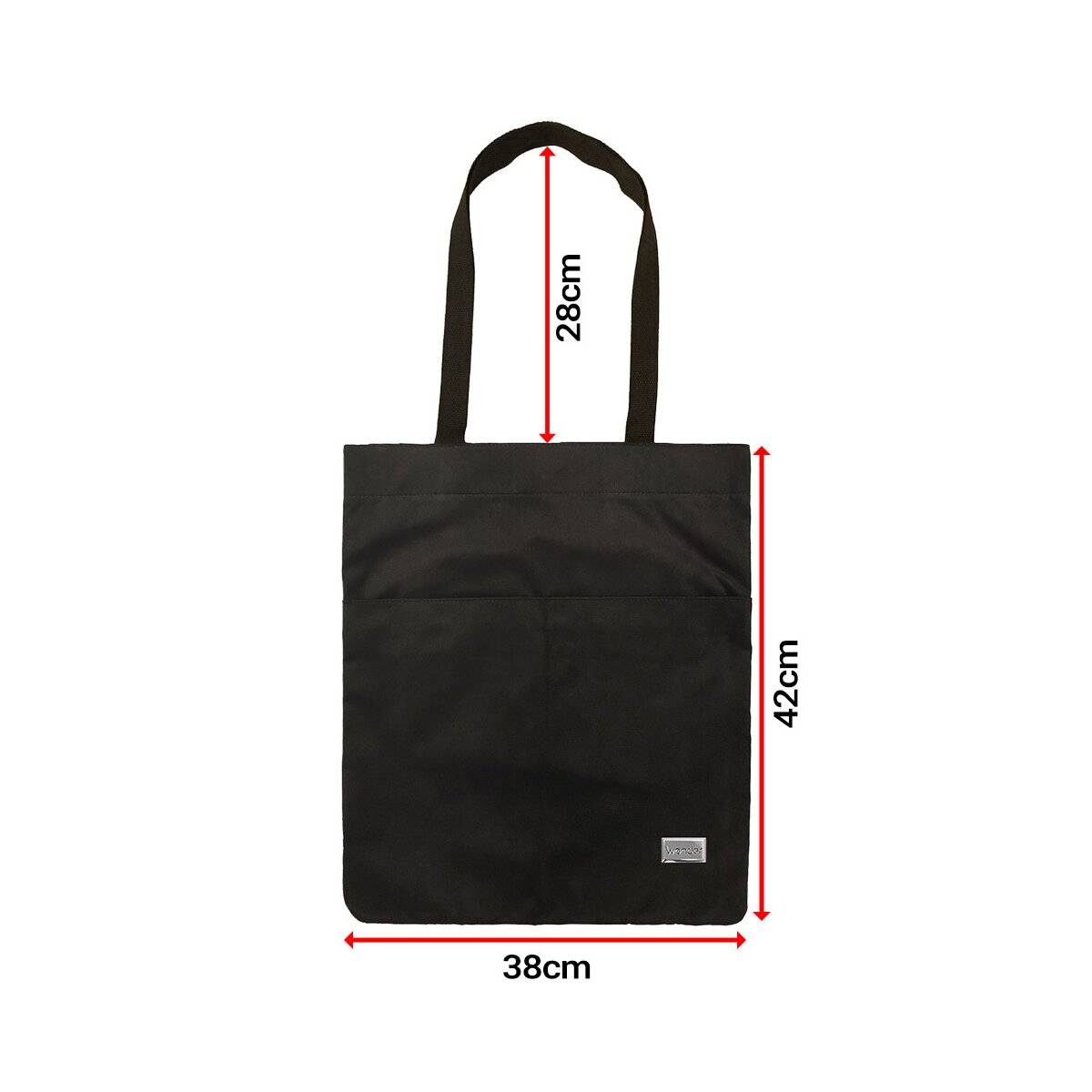 Stylische Einkaufstasche - Freizeittasche ohne Muster mit Druckknopfverschluss Umhängetasche aus Polyester Schwarz