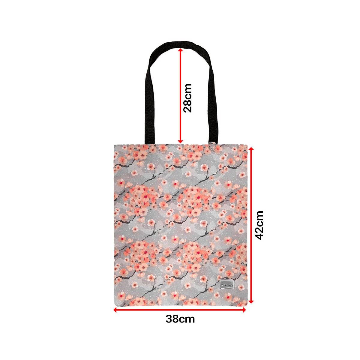 Praktische Umhängetasche mit Blütenmotiv - Einkaufstasche mit Reisverschluss Freizeittasche Grau