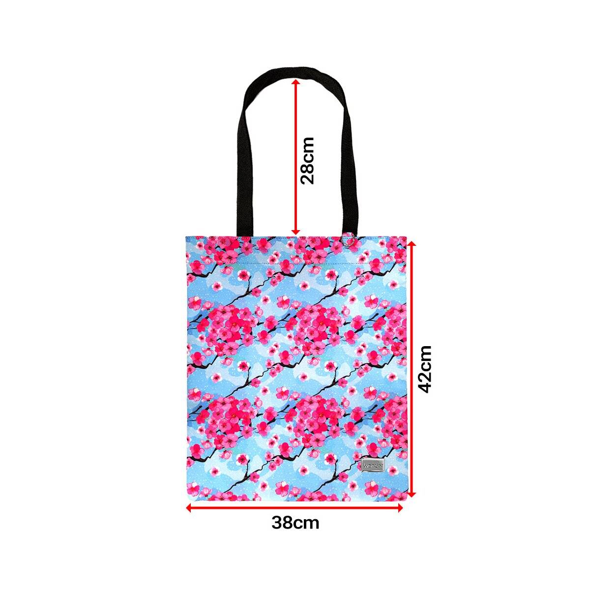 Praktische Umhängetasche mit Blütenmotiv - Einkaufstasche mit Reisverschluss Freizeittasche Blau