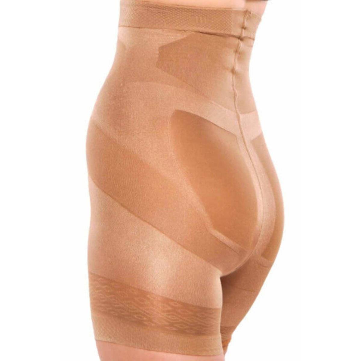 Push-Up Shorts 140 DEN formgebende, elastische Short mit hoher Taille für Damen Beige L