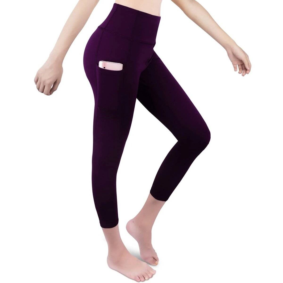 3/4 Fitness-Leggings mit praktischer Handytasche  Komfort und Funktionalität vereint Lila L
