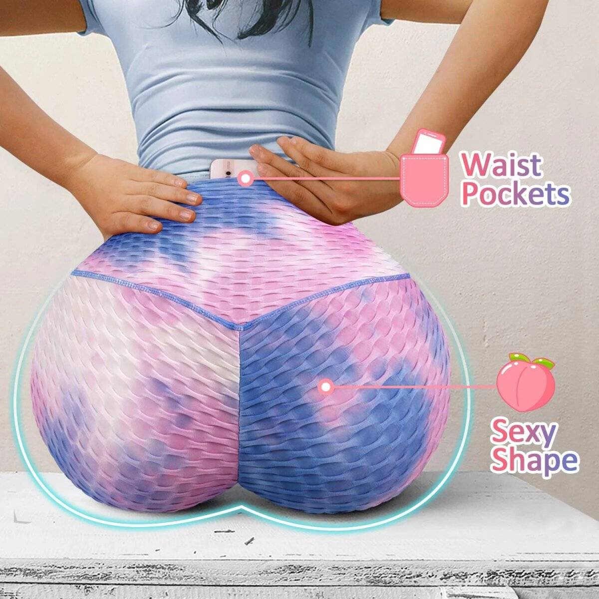Modische Fitness-Leggings mit Bienenwaben-Design  Für optimalen Komfort und Unterstützung 2XL