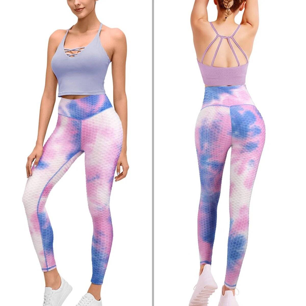 Modische Fitness-Leggings mit Bienenwaben-Design  Für optimalen Komfort und Unterstützung 2XL