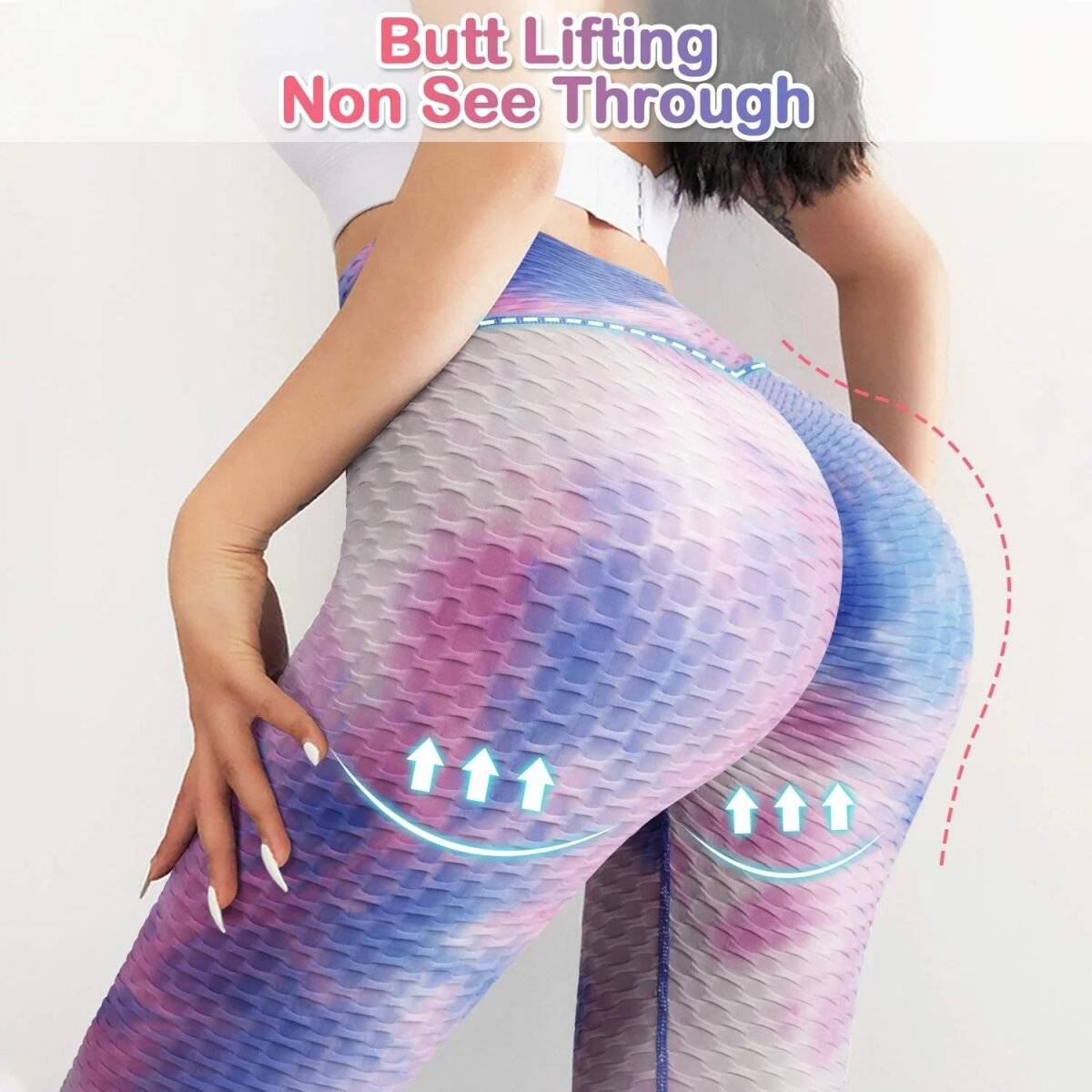 Modische Fitness-Leggings mit Bienenwaben-Design  Für optimalen Komfort und Unterstützung 2XL