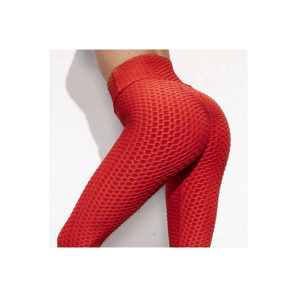 Miss Angelia Fashion Damen Leggings Stretch Fit Hoher Bund Fitness Yoga Fitness Leggings Rot L/XL