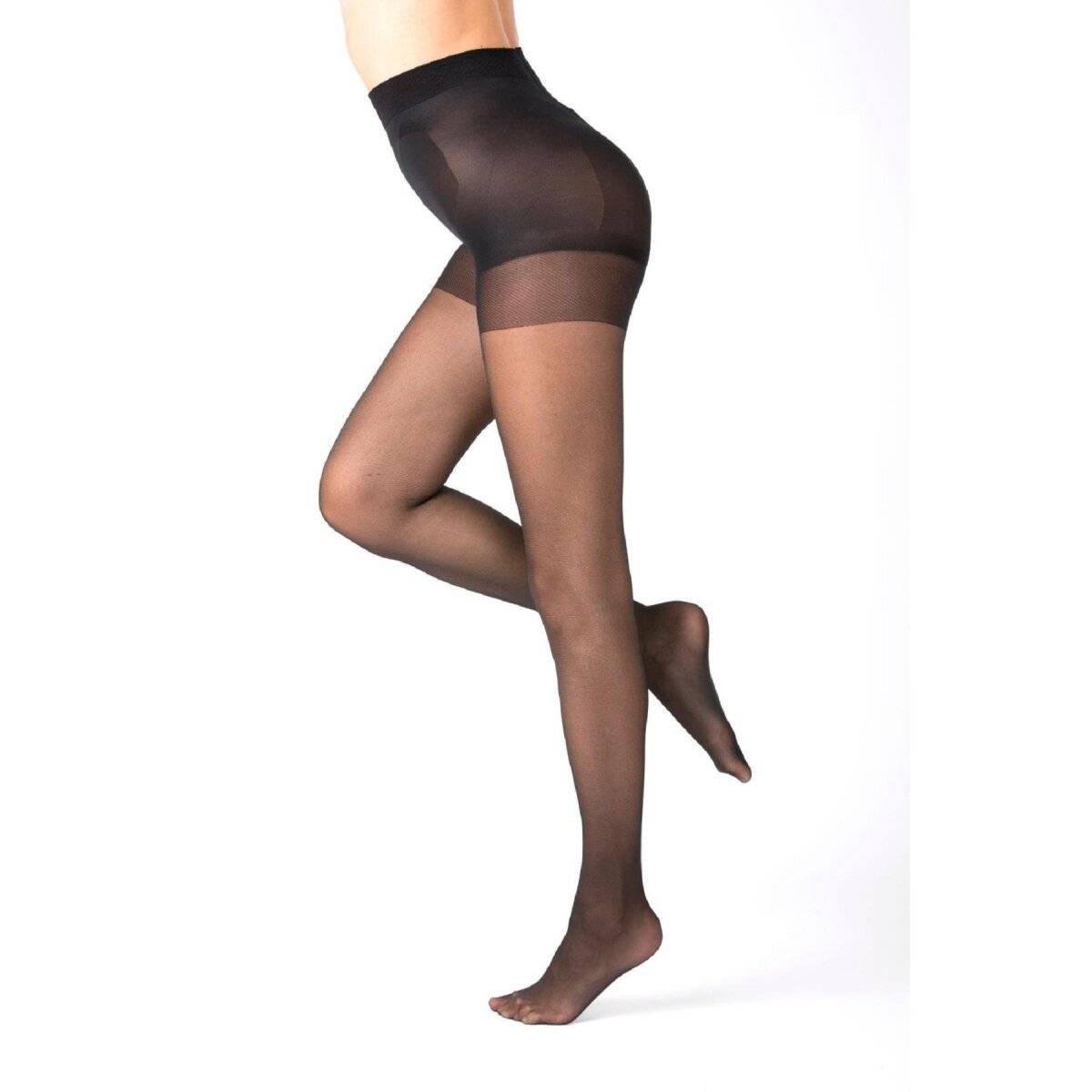 Damen Strumpfhose 40 Den Push Up durchsichtig Baumwollzwickel Schwarz L/XL