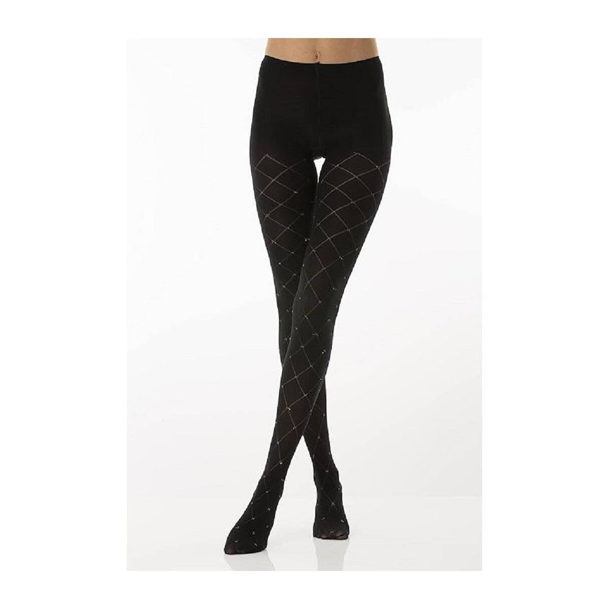 Strumpfhose schwarz Glitzer, Strumpfhose Punkte 120 DEN L/XL
