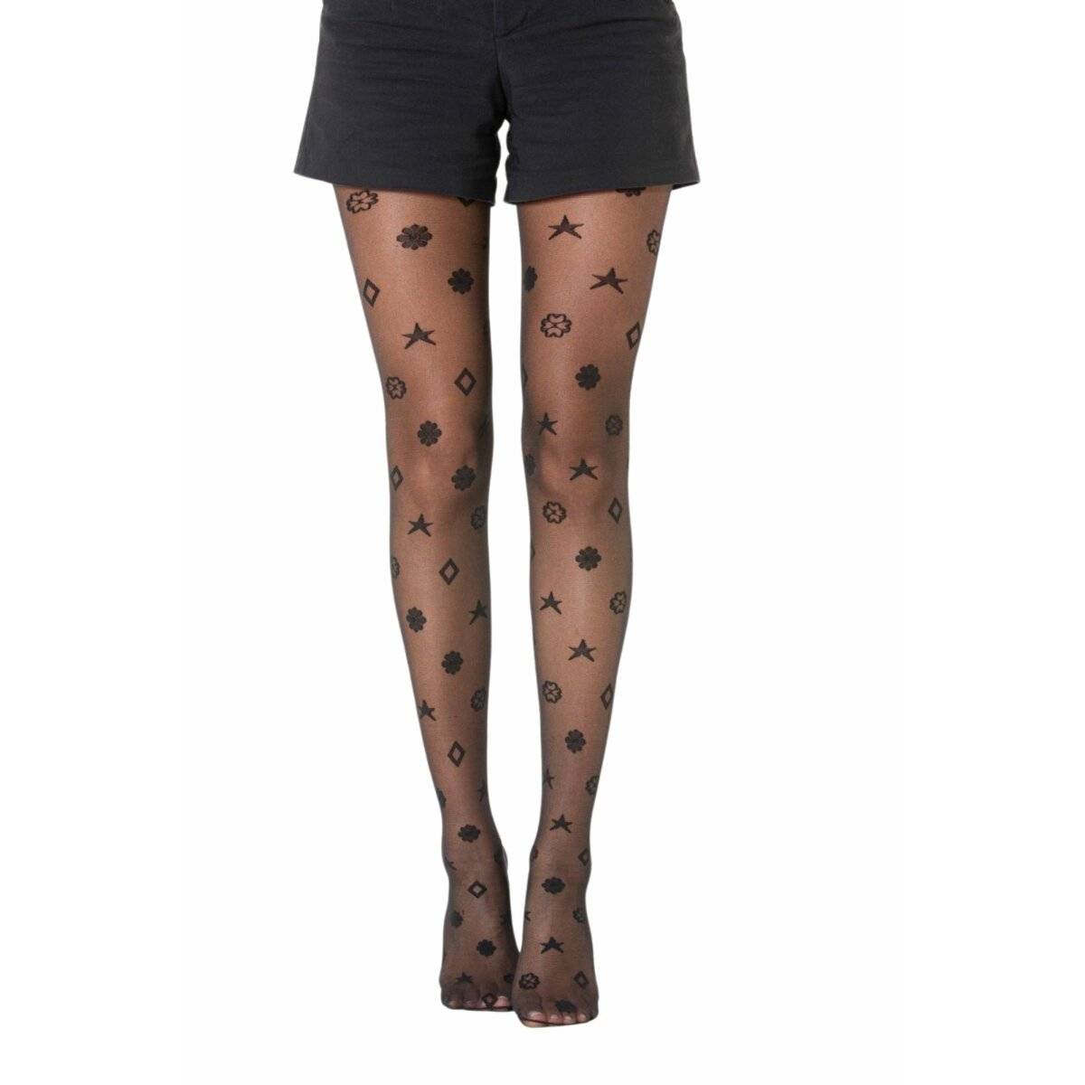 Schwarze Strumpfhose für Damen 40 Den mit Motiven  Stilvolle Akzente für jeden Look S/M