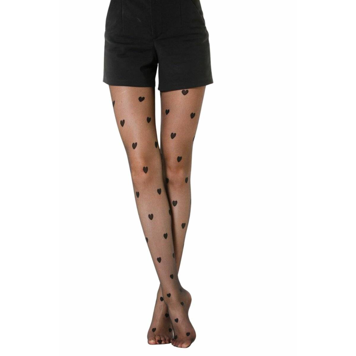 Herzmotiv-Strumpfhose Schwarz 20 Den  Feminine Eleganz für besondere Momente L/XL