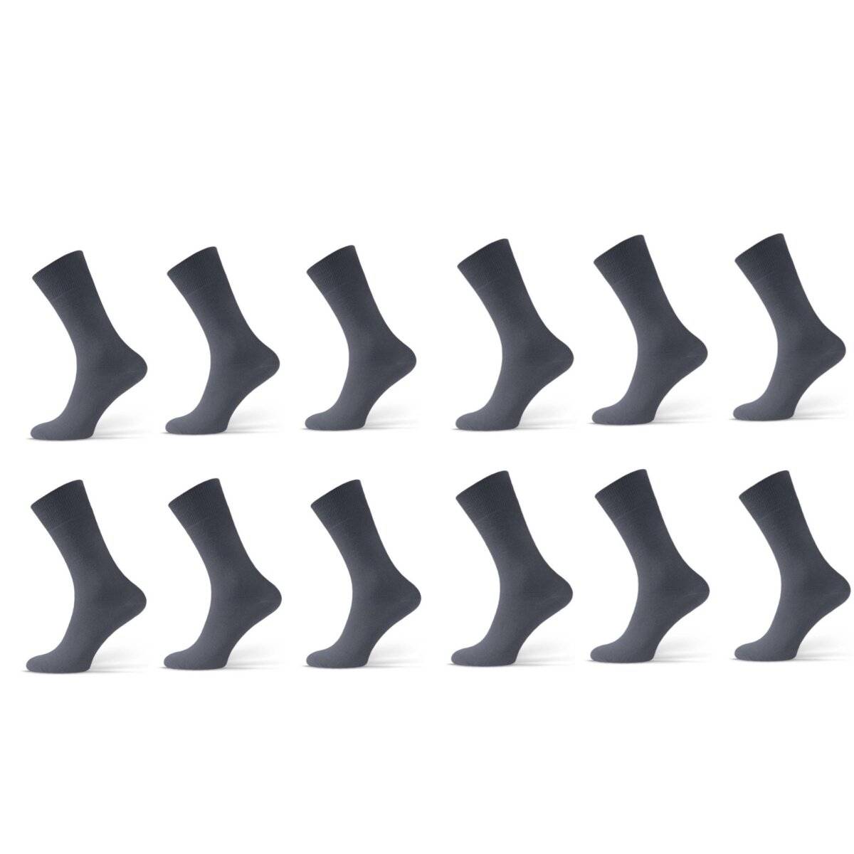 (12 Paar) Bequeme Socken Anzugsocken Sportsocken aus Baumwollmischung einfarbig Grau 39/42