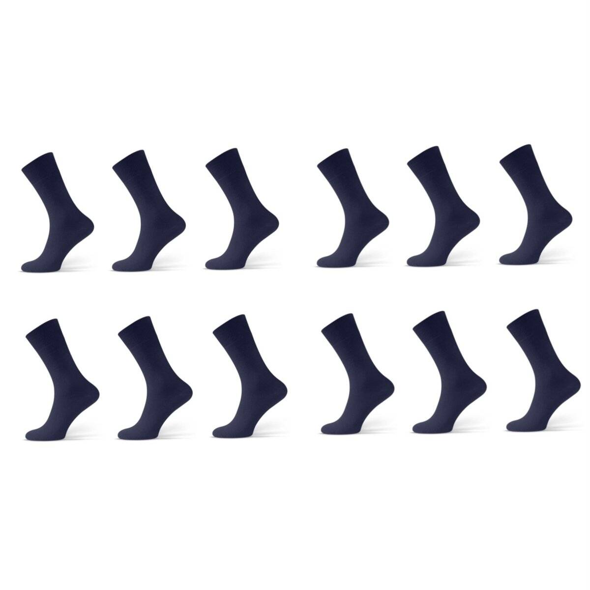 (12 Paar) Bequeme Socken Anzugsocken Sportsocken aus Baumwollmischung einfarbig Navyblau 39/42