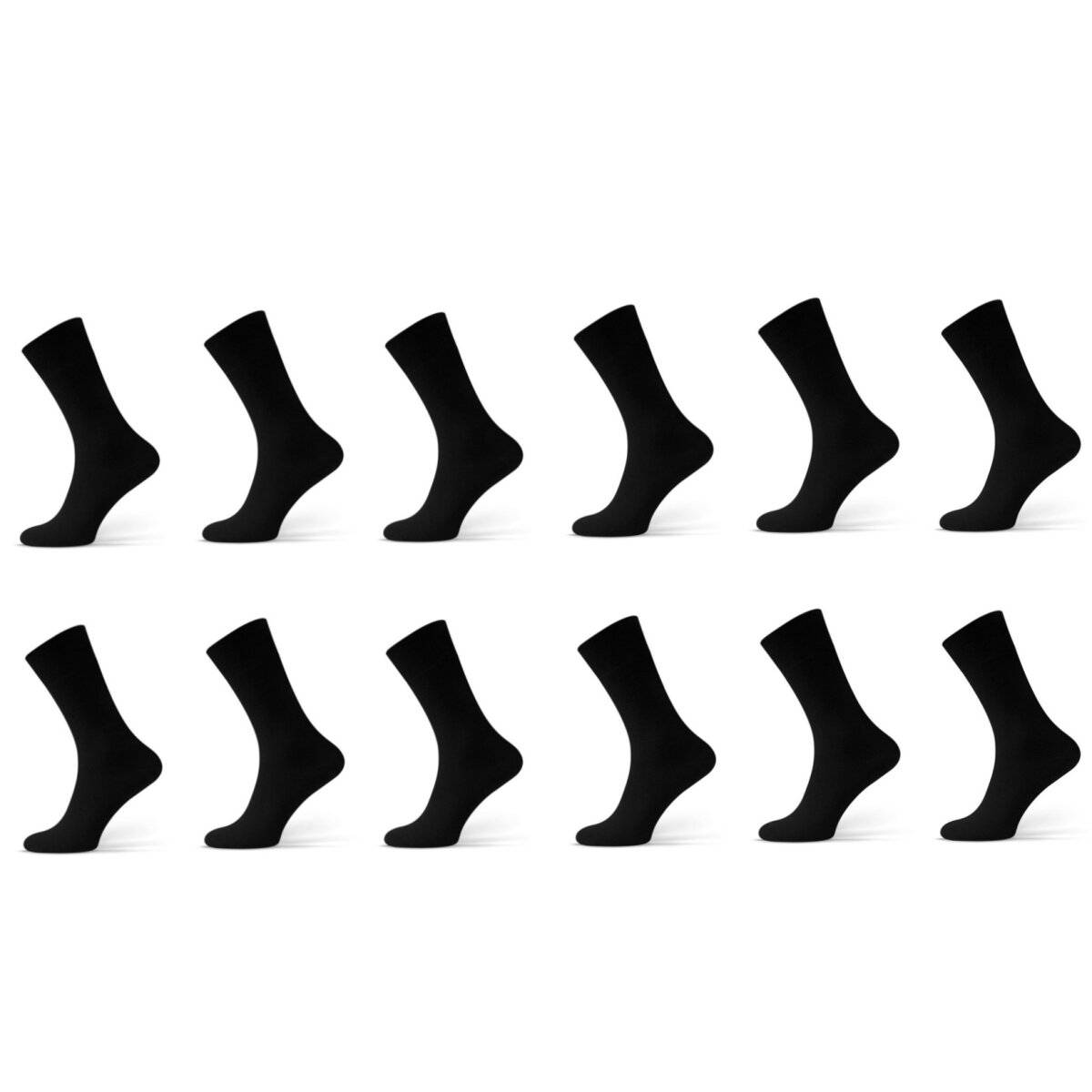 (12 Paar) Bequeme Socken Anzugsocken Sportsocken aus Baumwollmischung einfarbig Schwarz 39/42