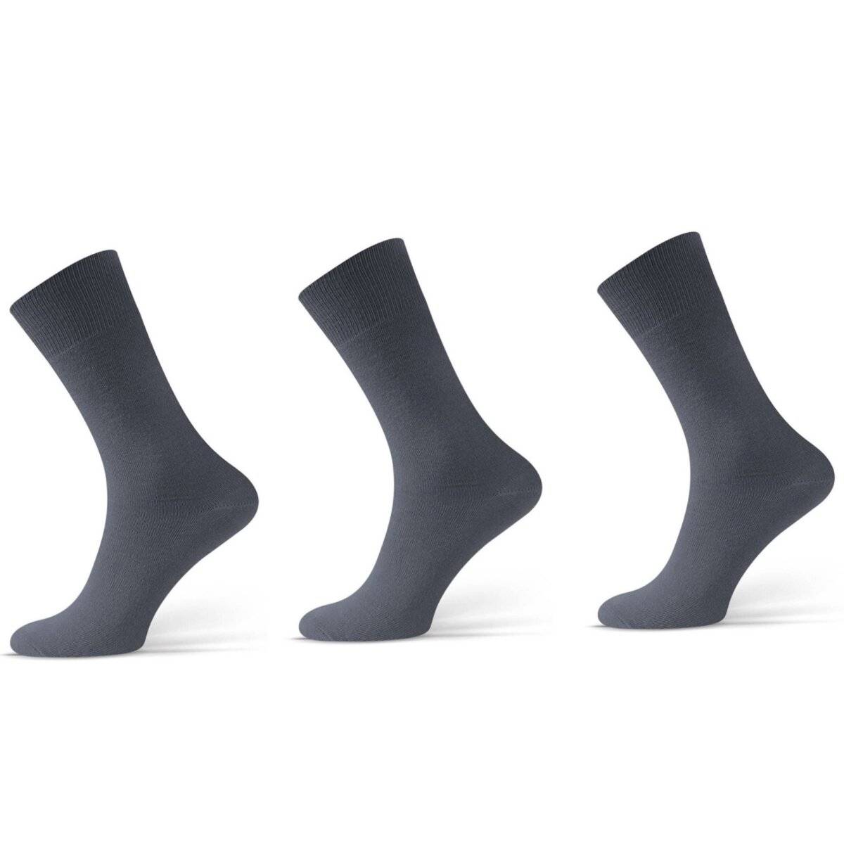 (3 Paar) Bequeme Socken Anzugsocken Sportsocken aus Baumwollmischung einfarbig Grau 39/42
