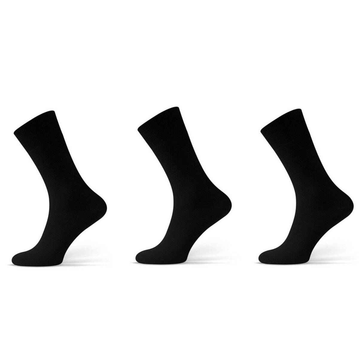 (3 Paar) Bequeme Socken Anzugsocken Sportsocken aus Baumwollmischung einfarbig Schwarz 43/46