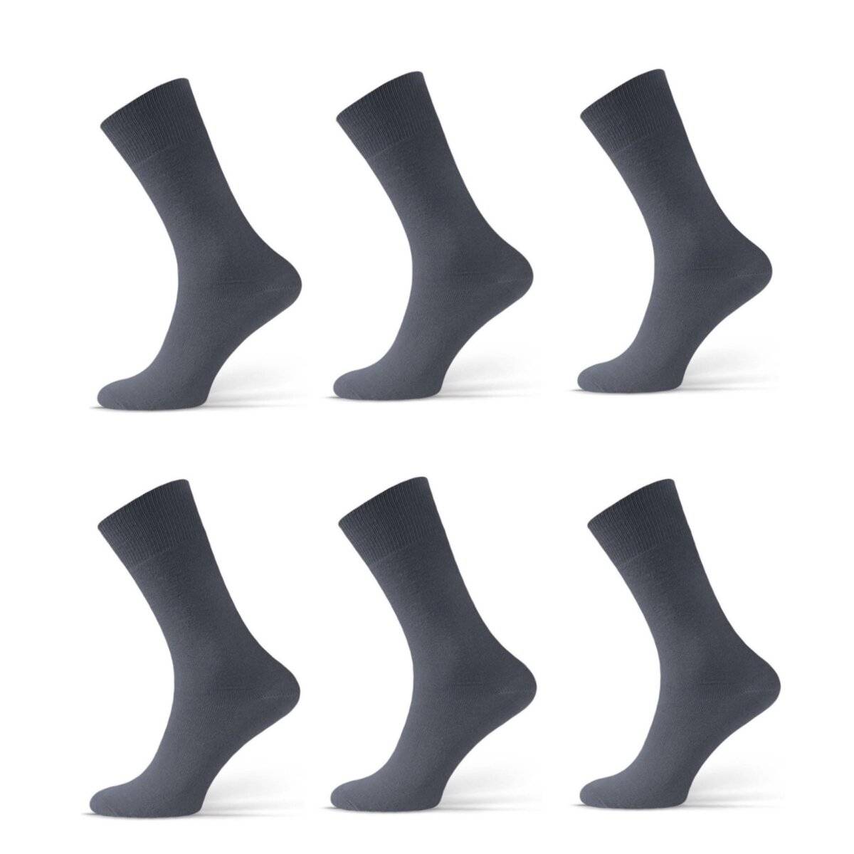 (6 Paar) Bequeme Socken Anzugsocken Sportsocken aus Baumwollmischung einfarbig Grau 39/42