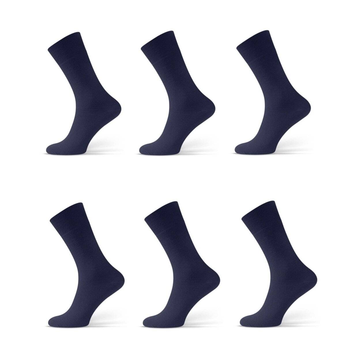 (6 Paar) Bequeme Socken Anzugsocken Sportsocken aus Baumwollmischung einfarbig Navyblau 39/42