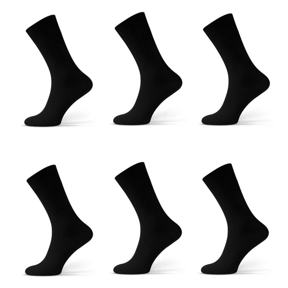 (6 Paar) Bequeme Socken Anzugsocken Sportsocken aus Baumwollmischung einfarbig Schwarz 39/42