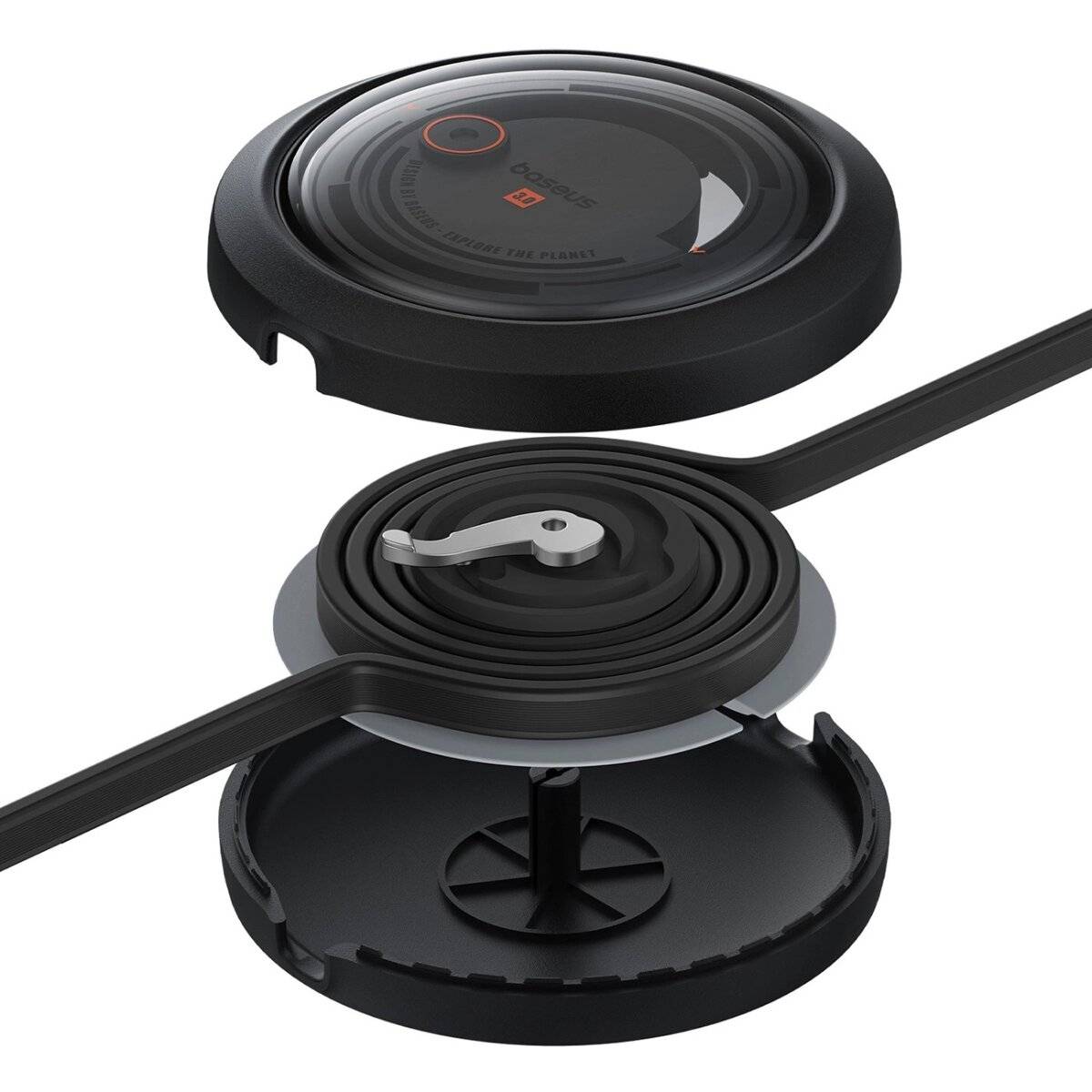 Einziehbarer Aufladekabel mit 3 unterschiedlichen Anschlüssen - kompatibel mit iPhone/USB-C/Micro-USB - 1,1 m Schwarz