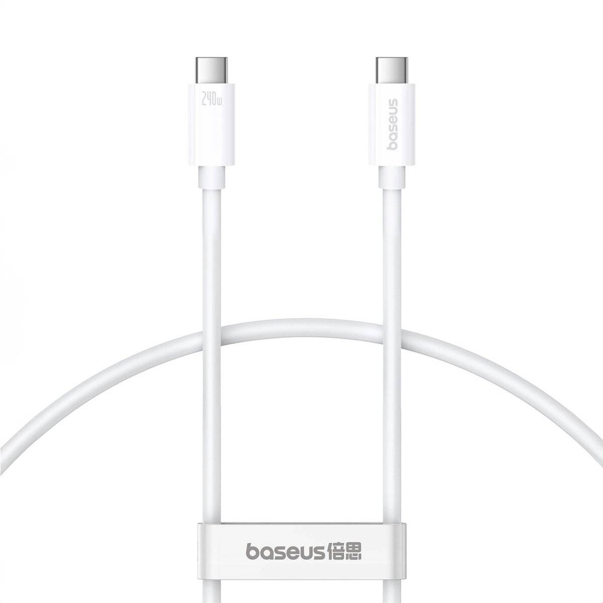 Kabel mit USB-C/USB-C-Anschlüssen im USB4-Standard, Leistung bis zu 240 W und Länge 1,8 m  weiß