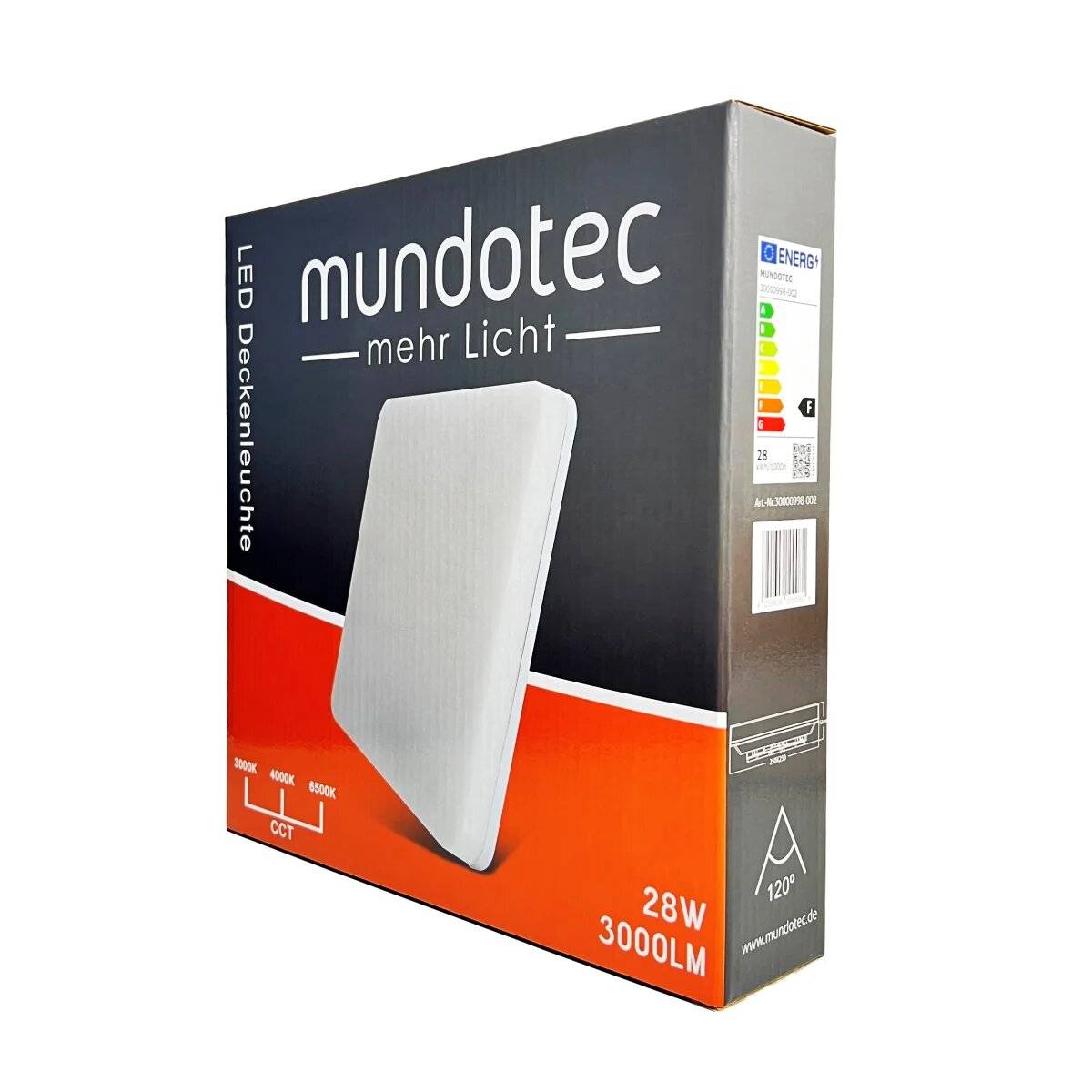 LED Deckenleuchte 28W | IP40 | CCT Wandleuchte einstellbare Farben 3000-6500 K | Eckig, 25 x 25 cm | 3000lm, Weiß