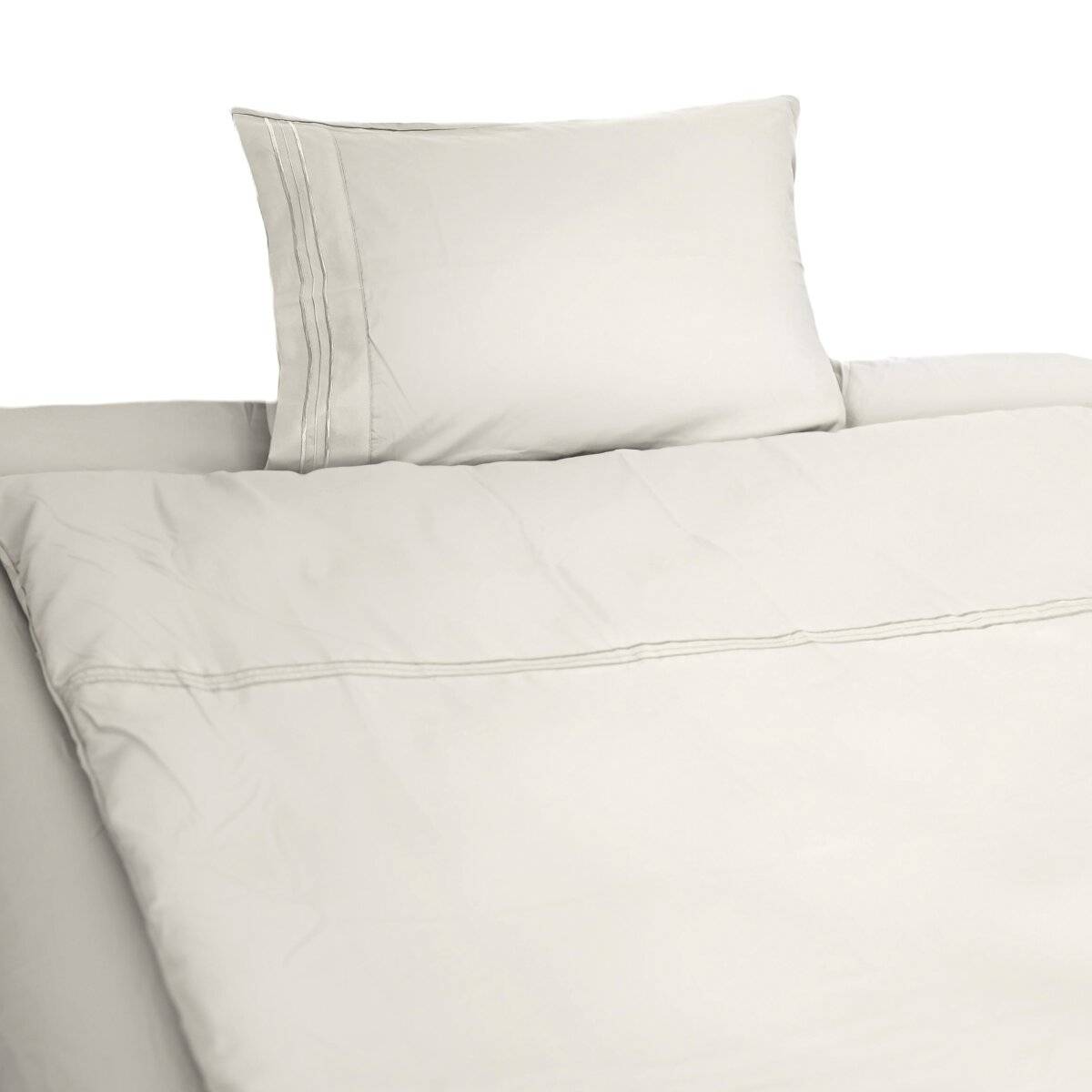 3 tlg. Bettwäschen-Set mit Kissenbezug 50x70 cm, Deckenbezug 135x200 cm und Bettlaken Creme