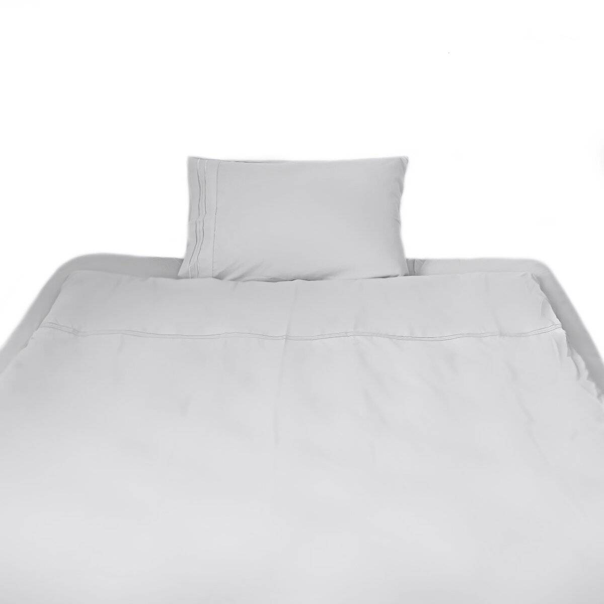 3 tlg. Bettwäschen-Set mit Kissenbezug 50x70 cm, Deckenbezug 135x200 cm und Bettlaken Hellgrau