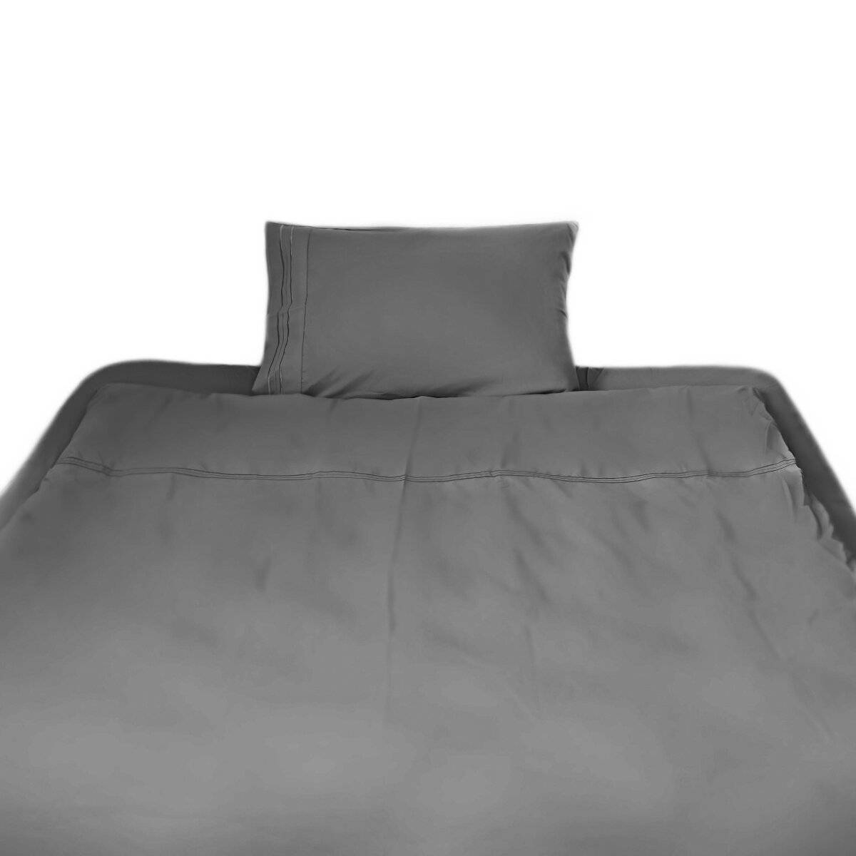 3 tlg. Bettwäschen-Set mit Kissenbezug 50x70 cm, Deckenbezug 135x200 cm und Bettlaken Anthrazit